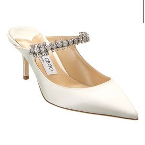Jimmy Choo White Rhinestone Heels